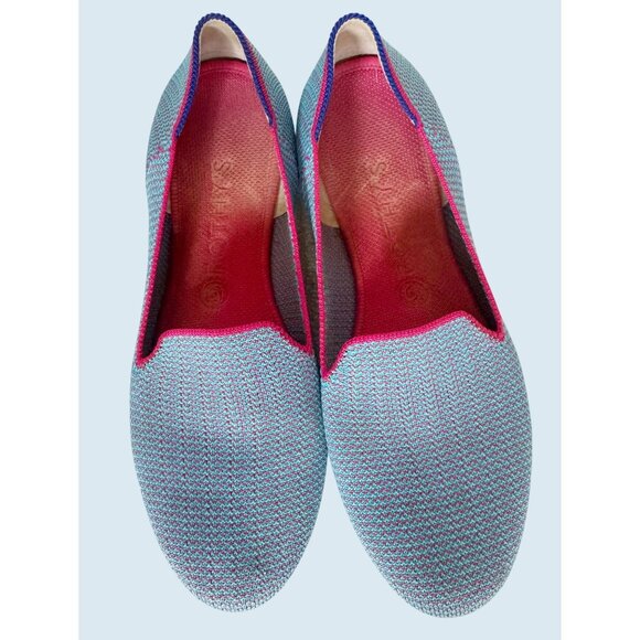 ROTHY'S Bluebell Triple Stitch Loafer Baby Blue Pink Slip On Size 10 - Picture 2 of 8